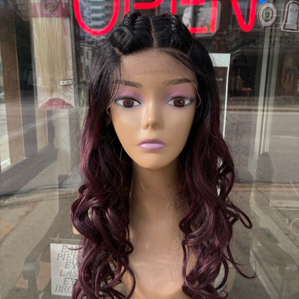 Elegant Black and Purple Women's Wig